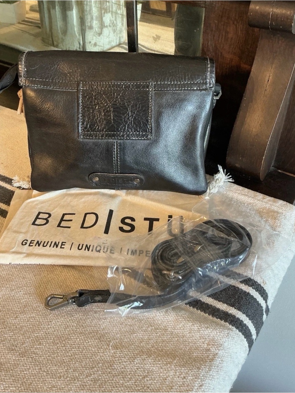 NWT Bed Stu Leather Ziggy Clutch Crossbody Belt Bag Black Rustic MSRP $210 - Picture 4 of 16